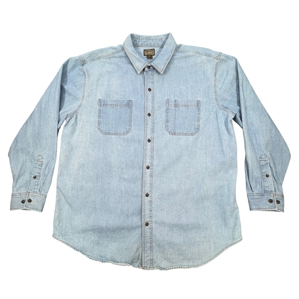 CE Schmidt Blue Denim Long Sleeve Button Down Workwear Shirt Mens 2XT